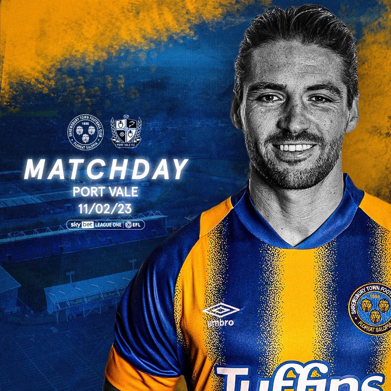 shrewsburytown's tweet photo. IT'S MATCHDAY! 💪
Let's get the Meadow ROCKING! 🔥

🕒 3pm
🆚 @OfficialPVFC
🏟 Montgomery Waters Meadow

#Salop 🔷🔶