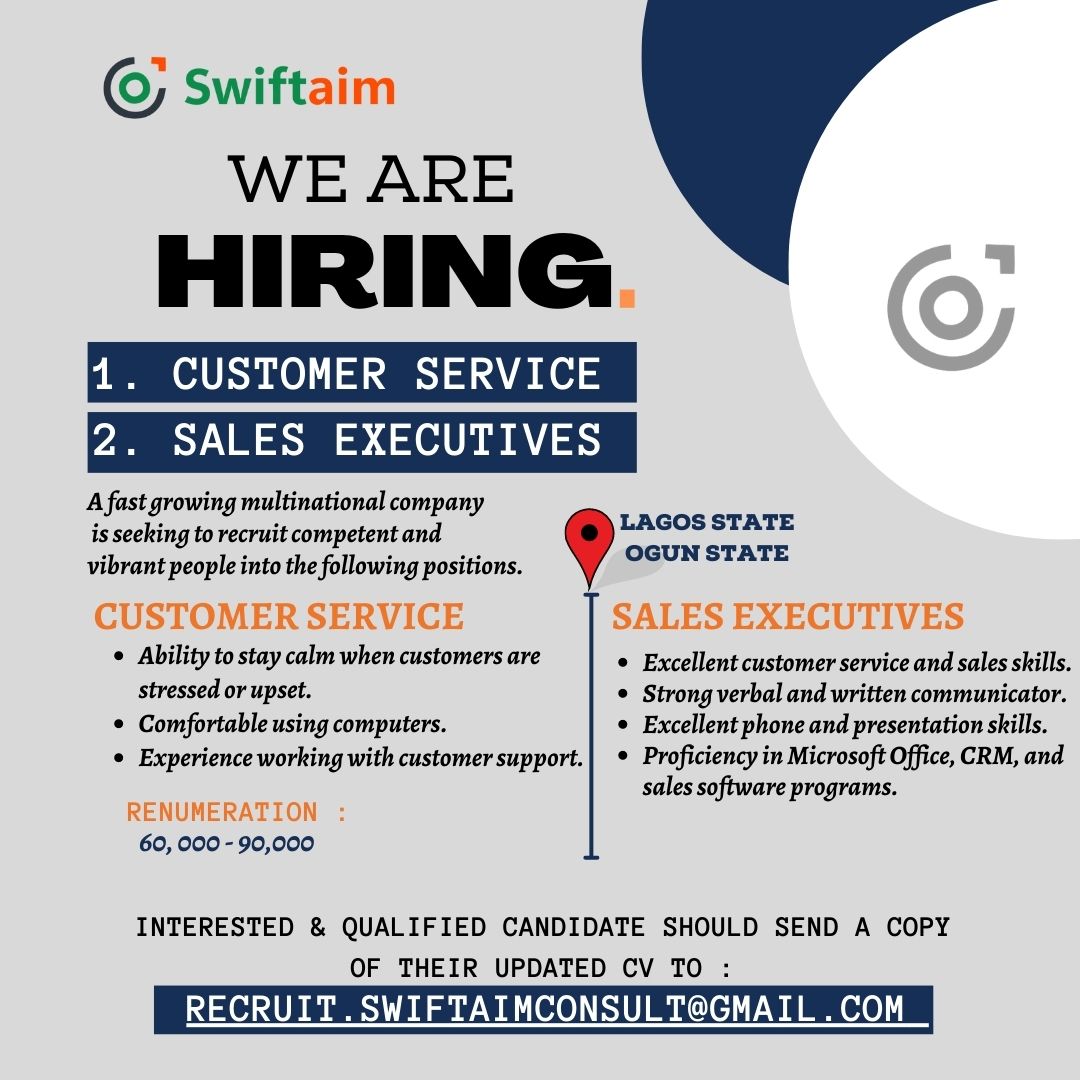 SwiftaimC's tweet image. Hiring!
Send cv/resume to :
recruit.swiftaimconsult@gmail.com
#TurkeyEarthquake 
#arise tv
#video of the year
#supreme court
#jackie chan
