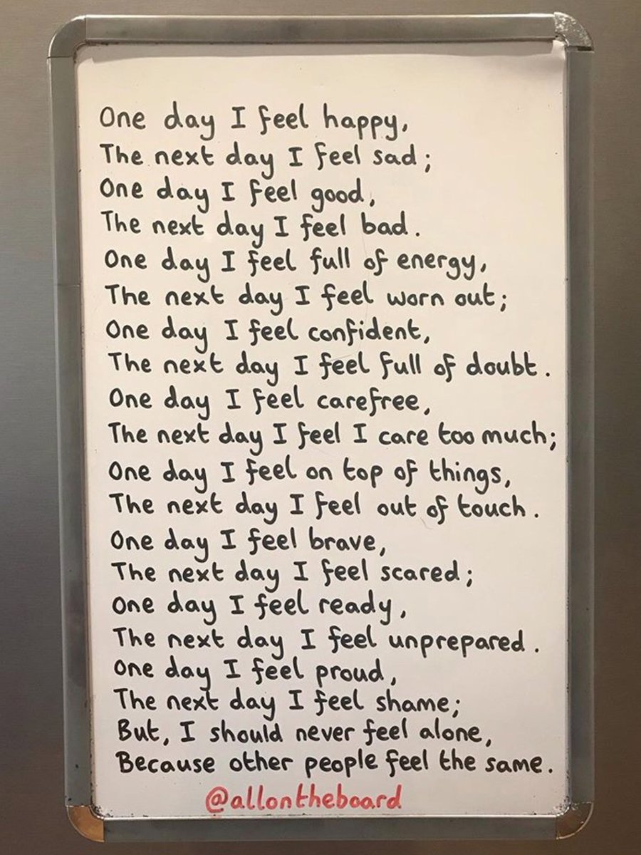 allontheboard's tweet photo. One day I feel happy, the next day I feel sad. Whatever kind of day you are having please know that you are not alone. https://t.co/MyE3FSIPiA
