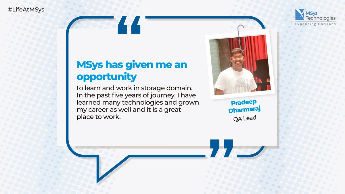 AziroTech's tweet photo. #LifeAtMSys #MSysTechnologies #Training #Employee #Testimonial #WorkLifeSuccess #GreatPlaceToWork https://t.co/qY6z6ftOKC
