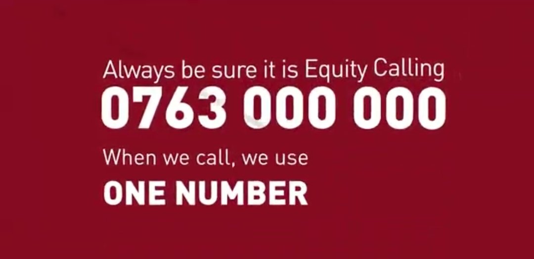 Guys, beware of fraudsters trying to gain unauthorized access to your account. Do not engage them on call or SMS. Please note that Equity will only call you through one number: 0763000000
#KaaChonjo
#KataSimu