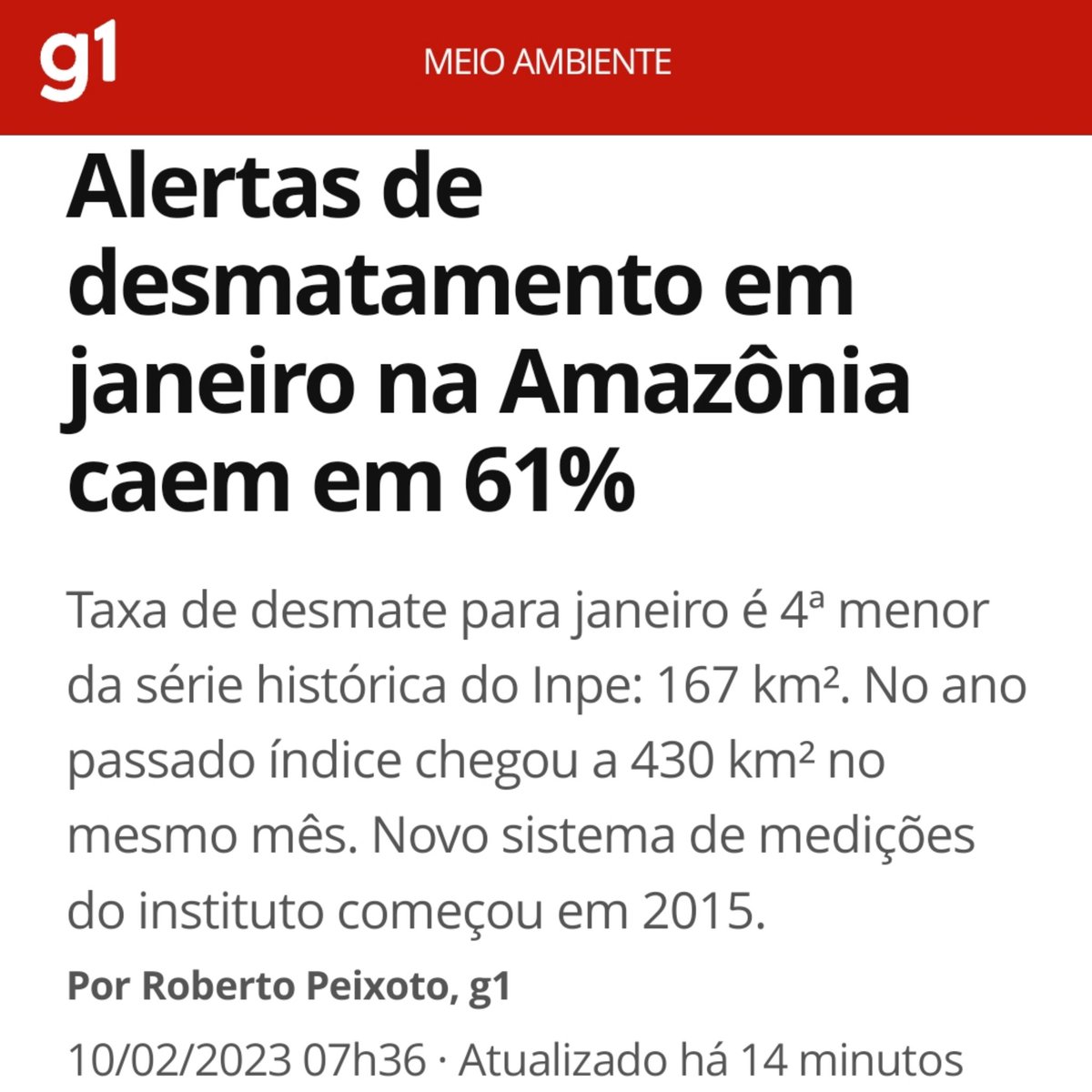 AlencarBraga13's tweet photo. Alertas de desmatamento na Amazônia caíram 61% em janeiro. Adivinhem o que mudou... https://t.co/VMCINN6VhP