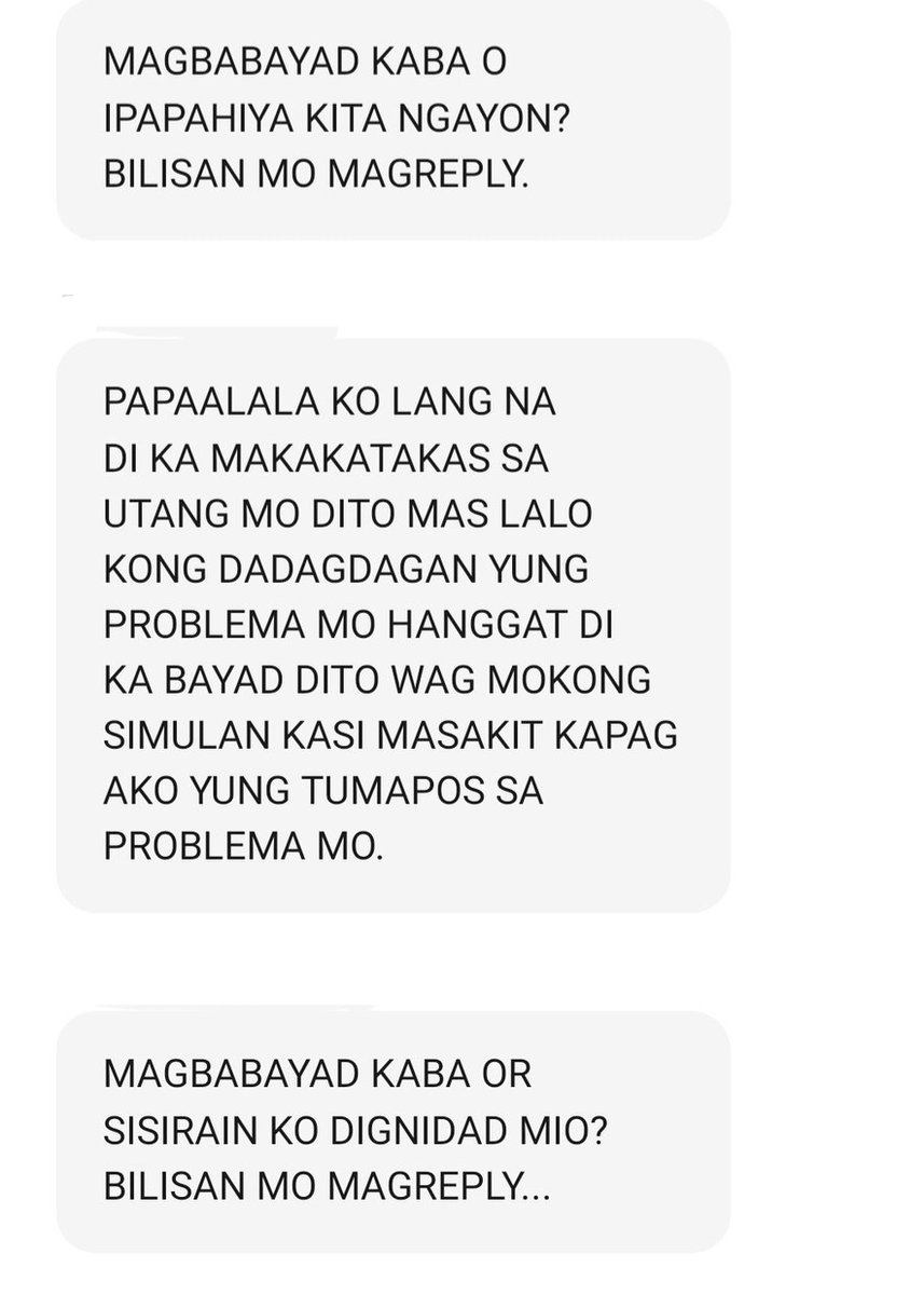 ABSCBNNews's tweet photo. Online lending app borrowers complain of harassment from debt collectors who would use vulgar words and some even issued death threats.

Borrowers say they got a P5,000 loan, but had a hard time paying because of high interest and lack of funds. | via @jekkipascual https://t.co/sVzDYPjb3U