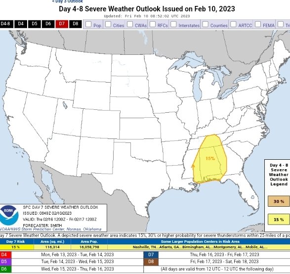 TheWeatherCheck's tweet image. Alright weather checkers. SPC has risks for 15% multi day event setting up for next week Wednesday and Thursday. Now is the time to start preparing and spreading the word as we are seeing an active rest of February setting up.

#weathercheck #severeweather #WeatherForecast