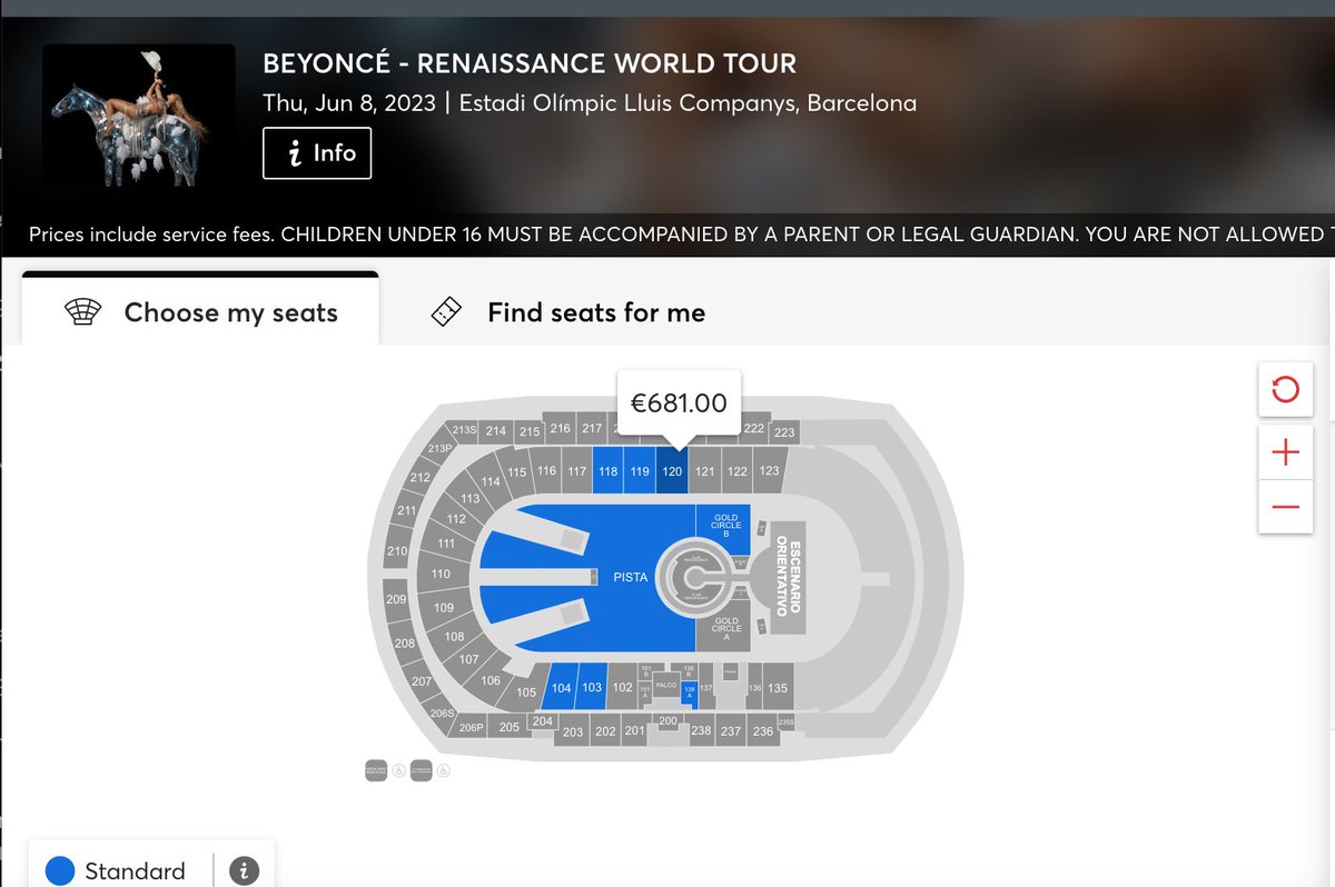 gonzagallego_'s tweet photo. Sigue habiendo entradas a la venta para ver a Beyoncé, pero el precio en pista son 312,50€ y en grada 681,00€. ¿Es legal que cuando se abra la venta la web colapse, sea imposible comprar y al rato se de paso de manera escalonada a entradas que cuatriplican su precio original? https://t.co/EtrIXq1Db1