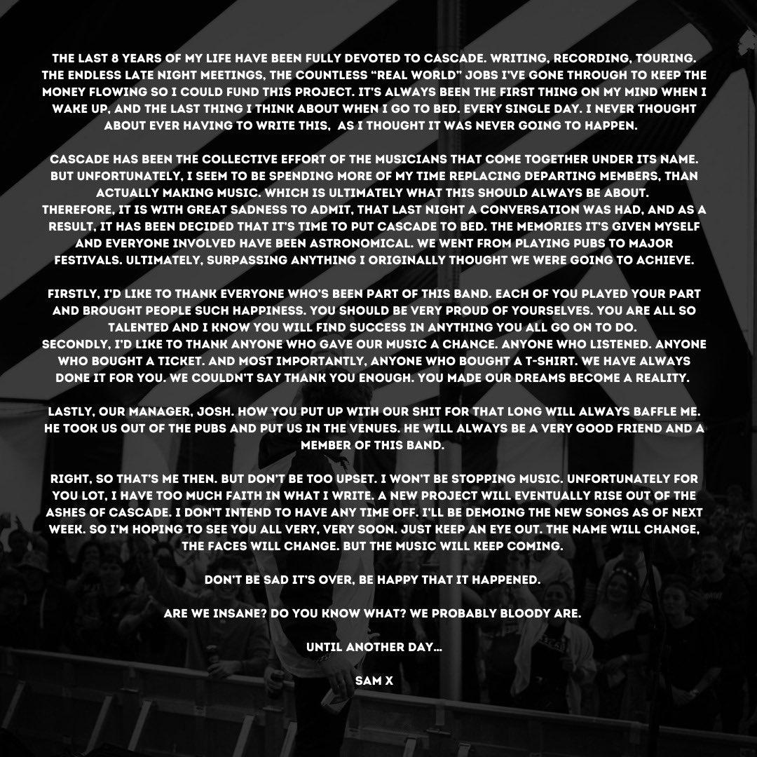 Thank you for EVERYTHING. Keep on listening. Keep on believing x