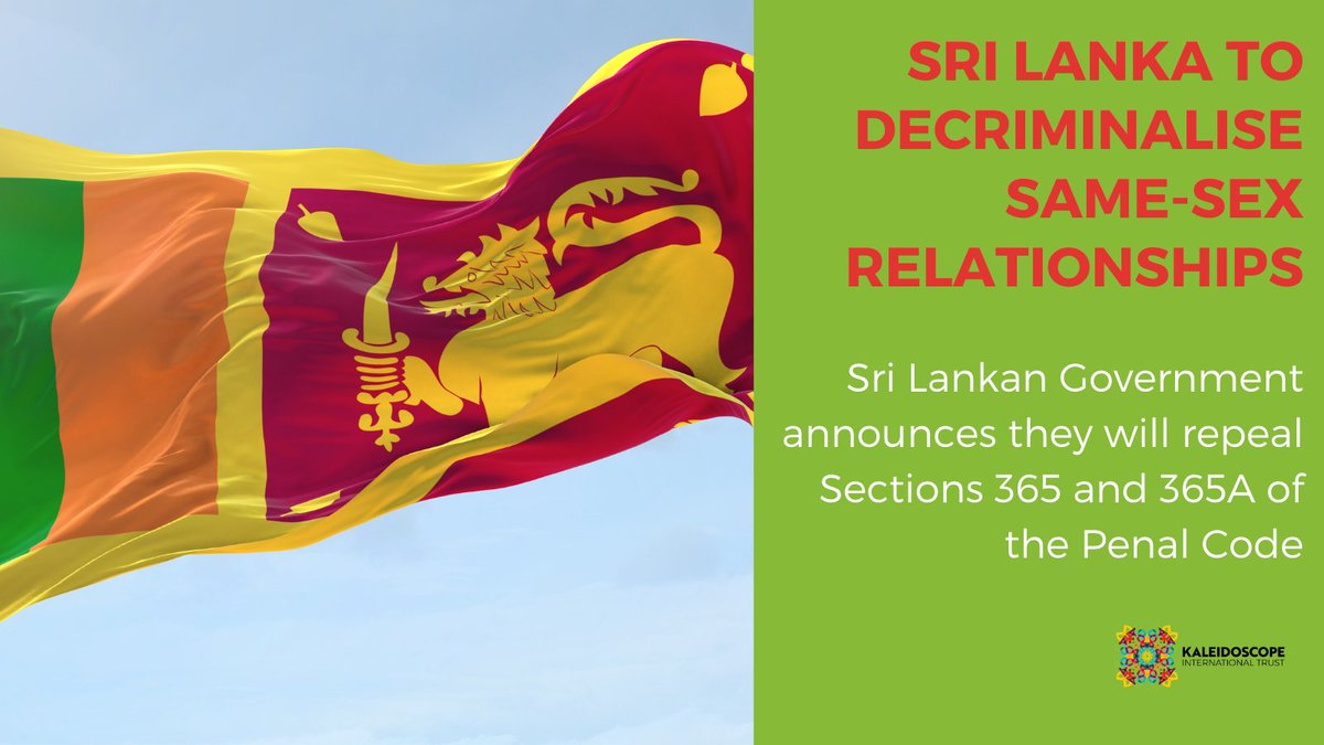 Kaleidoscope Trust (@kaleidoscope_t) on Twitter photo We welcome the announcement from #SriLanka Foreign Minister <a href="/alisabrypc/">M U M Ali Sabry</a> that the Government will remove laws which criminalise same-sex relationships. This change is long overdue and is a positive step to ensuring that all #LGBTI+ Sri Lankans can lead free, safe and equal lives We welcome the announcement from #SriLanka Foreign Minister <a href="/alisabrypc/">M U M Ali Sabry</a> that the Government will remove laws which criminalise same-sex relationships. This change is long overdue and is a positive step to ensuring that all #LGBTI+ Sri Lankans can lead free, safe and equal lives