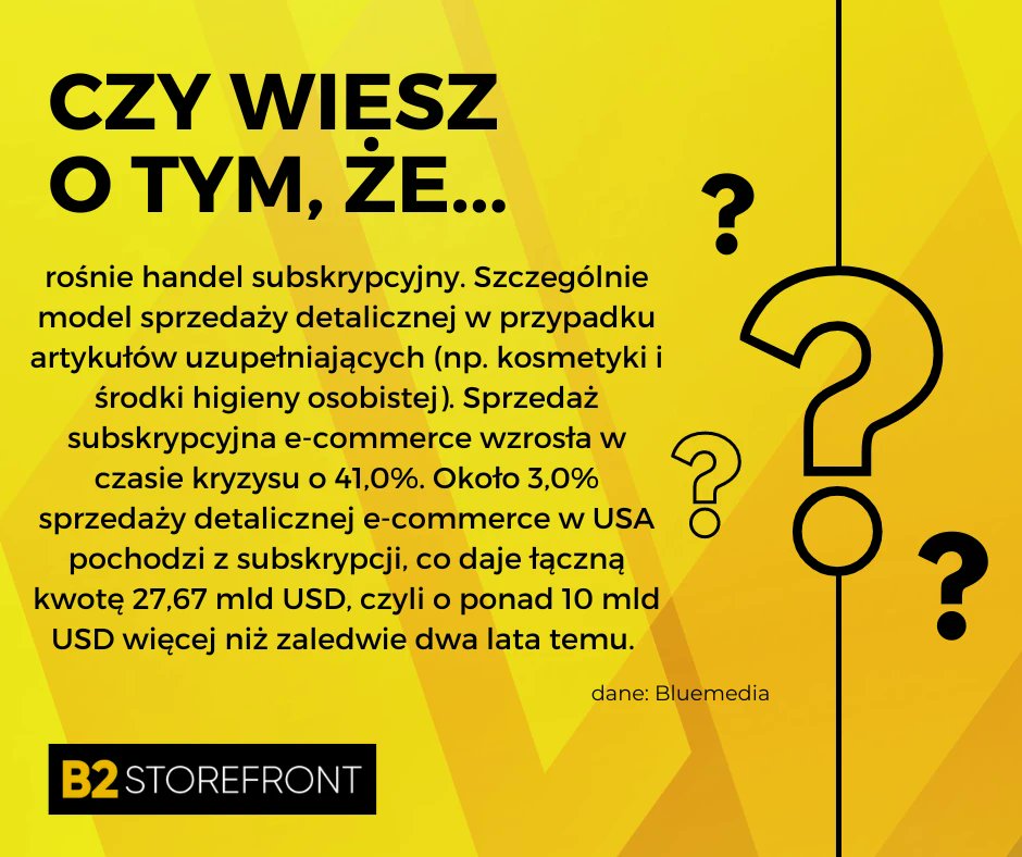mattmortek's tweet photo. Około 3,0% sprzedaży detalicznej e-commerce w USA pochodzi z subskrypcji, co daje łączną kwotę 27,67 mld USD, czyli o ponad 10 mld USD więcej niż zaledwie dwa lata temu. Wykorzystaj tę wiedzę i zarabiaj na abonamentach na swoje produkty. https://t.co/vN1dmw4X1u