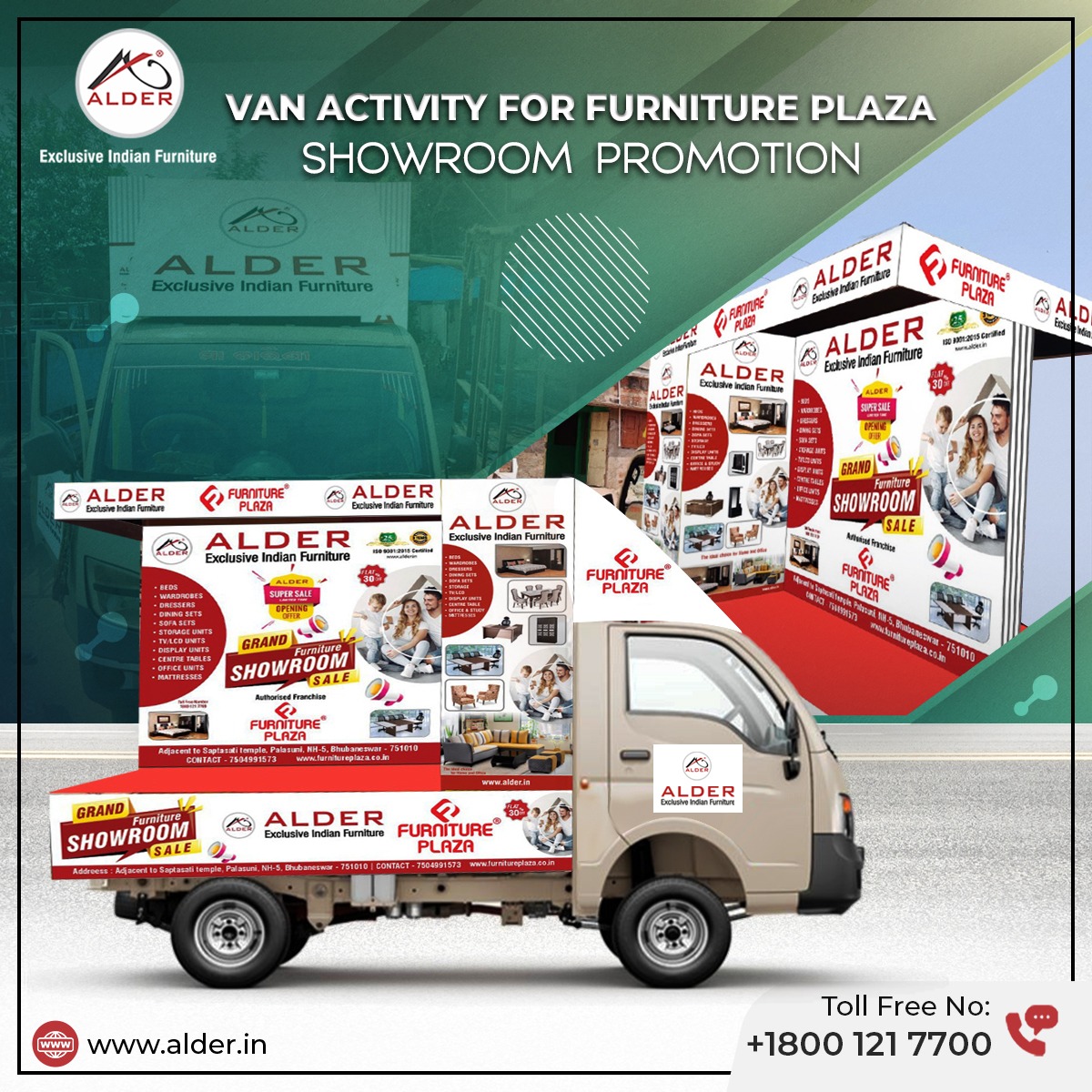 alderfurnitures's tweet photo. Take a look at the glimpses of a new franchise showroom van promotion activity of Furniture Plaza, Bhubaneswar, Odisha.
.
.
#alder #alderfurniture #vanactivity #newfranchise #showroompromotion #furnitureplaza #homefurnishing #furnitureproducts #bhubaneswar #odisha #manufacturer https://t.co/rJSV9DQ7Vc