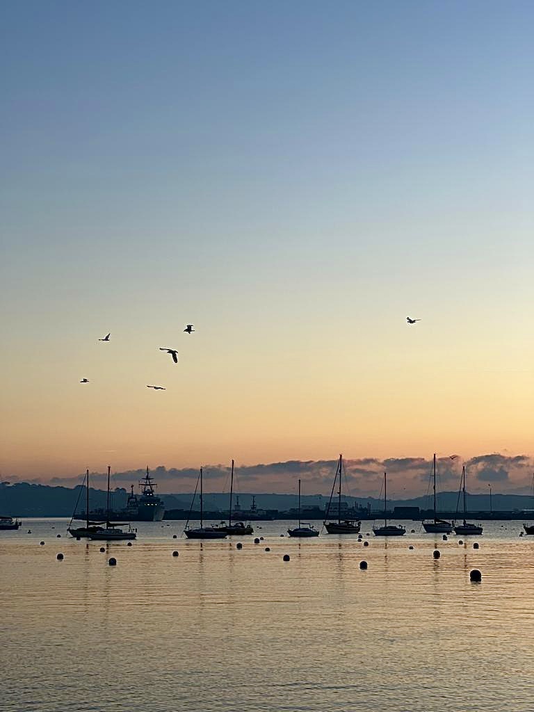 Here's a beautiful, peaceful, sunrise shot to herald the end of another week 🙏🏼 Enjoy the weekend! #lovefalmouth #swisbest #lovewhereyoulive #coastalliving #bythesea #ilovecornwall #falmouth #sunrise