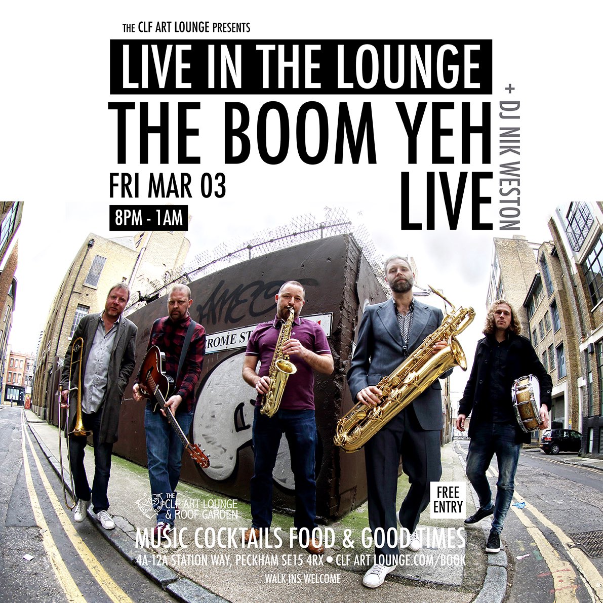 Our next #London live date <a href="/clfartlounge/">The CLF Art Lounge & Roof Garden</a> + DJ Nik Weston @mukatsukurecord / Free Entry #JazzFunk #Boogie #LiveMusic