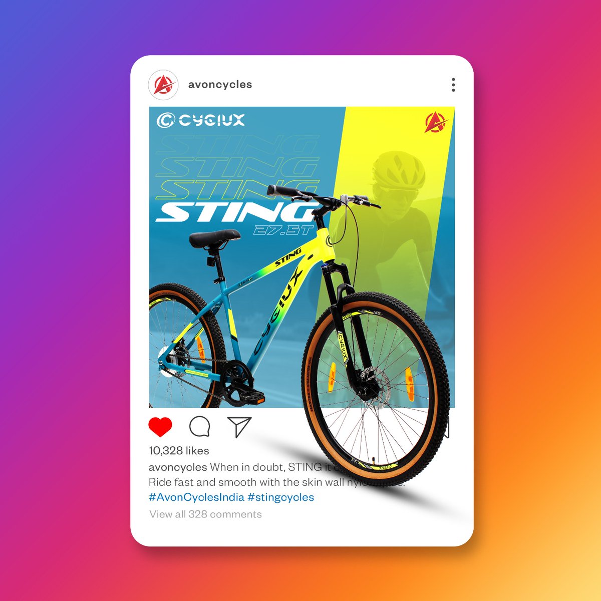 AvonCyclesIndia's tweet photo. Make your journeys fast and smooth with the skin wall nylon tyres. Presenting STING!
.
.
#AvonCyclesIndia #Trust #Reliability #Technology #Trust #Cycles #HealthyLiving #Cycling #CyclingLife #bestcycle #bestbuy #sting #stingcycles https://t.co/eRoP7SpFWX