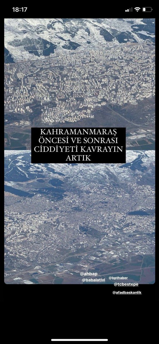 the entire city of maraş is GONE. lile it practically doesnt exist anymore. thats the scale of the destruction. this is the city before and after. and this is the case in TEN WHOLE CITIES. not just one.