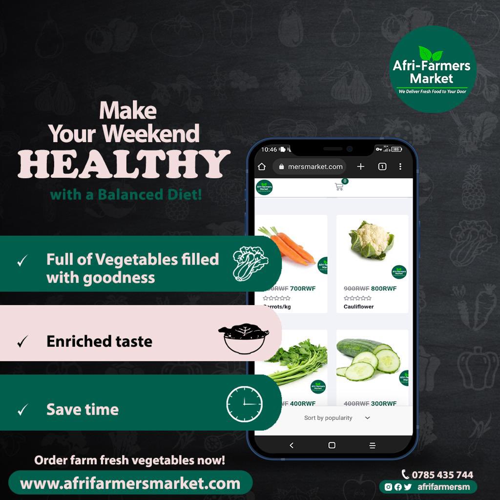 Make your Weekend healthy with a balanced diet😍 Shop from our website today and save time! we deliver in a few minutes! #ecommerce #freshfruits #Freshfoods #balanceddiet #afrifarmersmarket