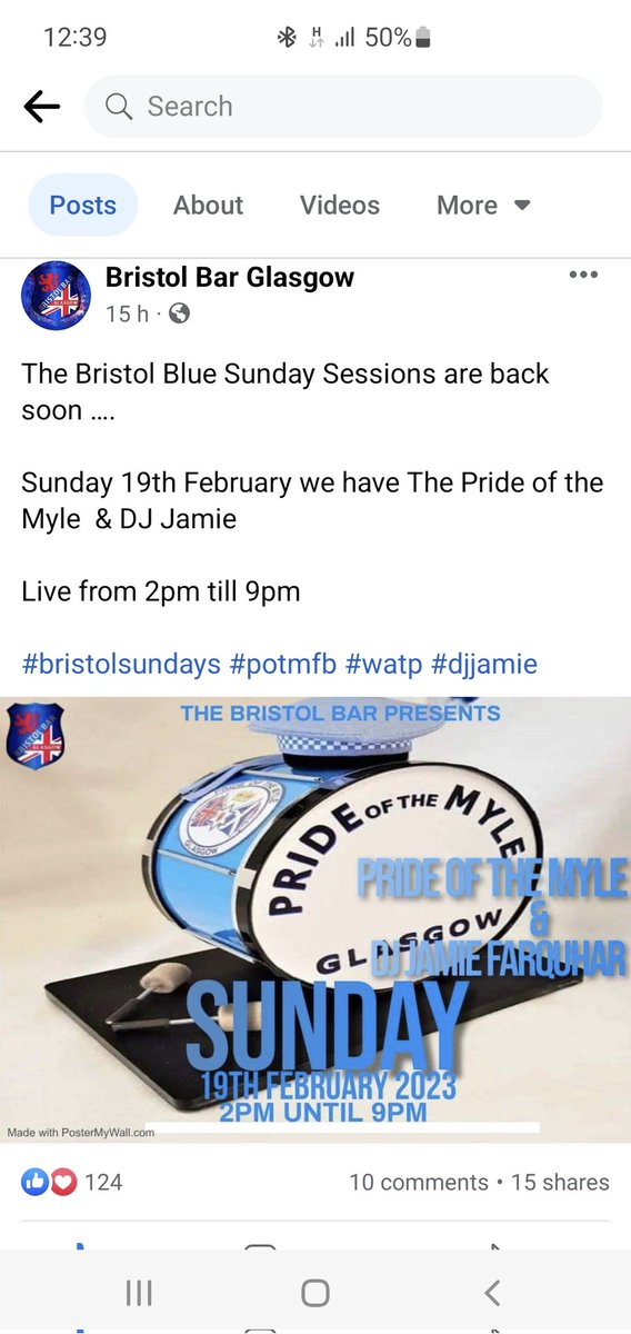 WilliamMcAdam's tweet photo. Pride of the myle playing in the Bristol bar next Sunday afternoon  19th February 

Get along https://t.co/0xj9CUCdxP