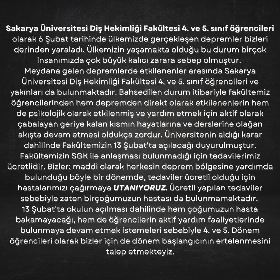 tugceenacar's tweet photo. @ProfDrHamzaAl İyi olup olmadığımızı sorun bari ! #hastamizyokokulacagriliyoruz #yardimetmekistiyoruz #devletuniversitesiyizozelklinikdegil 
#bizdeinsanız @YuksekogretimK @sakaryauni @ProfDrHamzaAl @TDB_TDA @tdb_ogrenci @erolozvar @DisHekToplulugu @unibilgi https://t.co/E6tesf7kaV