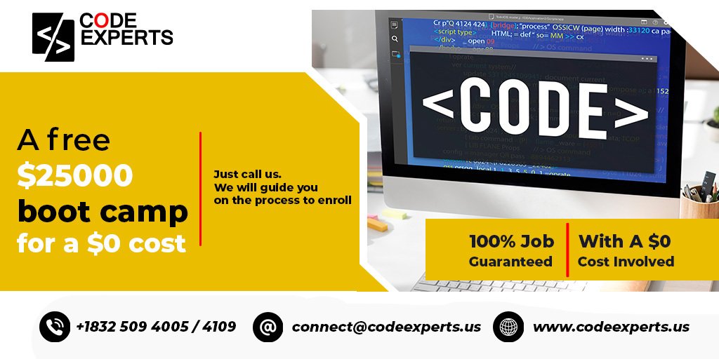 CodeExpertsUs's tweet image. At #Codeexperts you get our brilliant mentors with proper guidance along with all the resources, job placement opportunities and we stays with you till you're a winner.
#codingbootcamp #codeexpertsUS #programming #developer