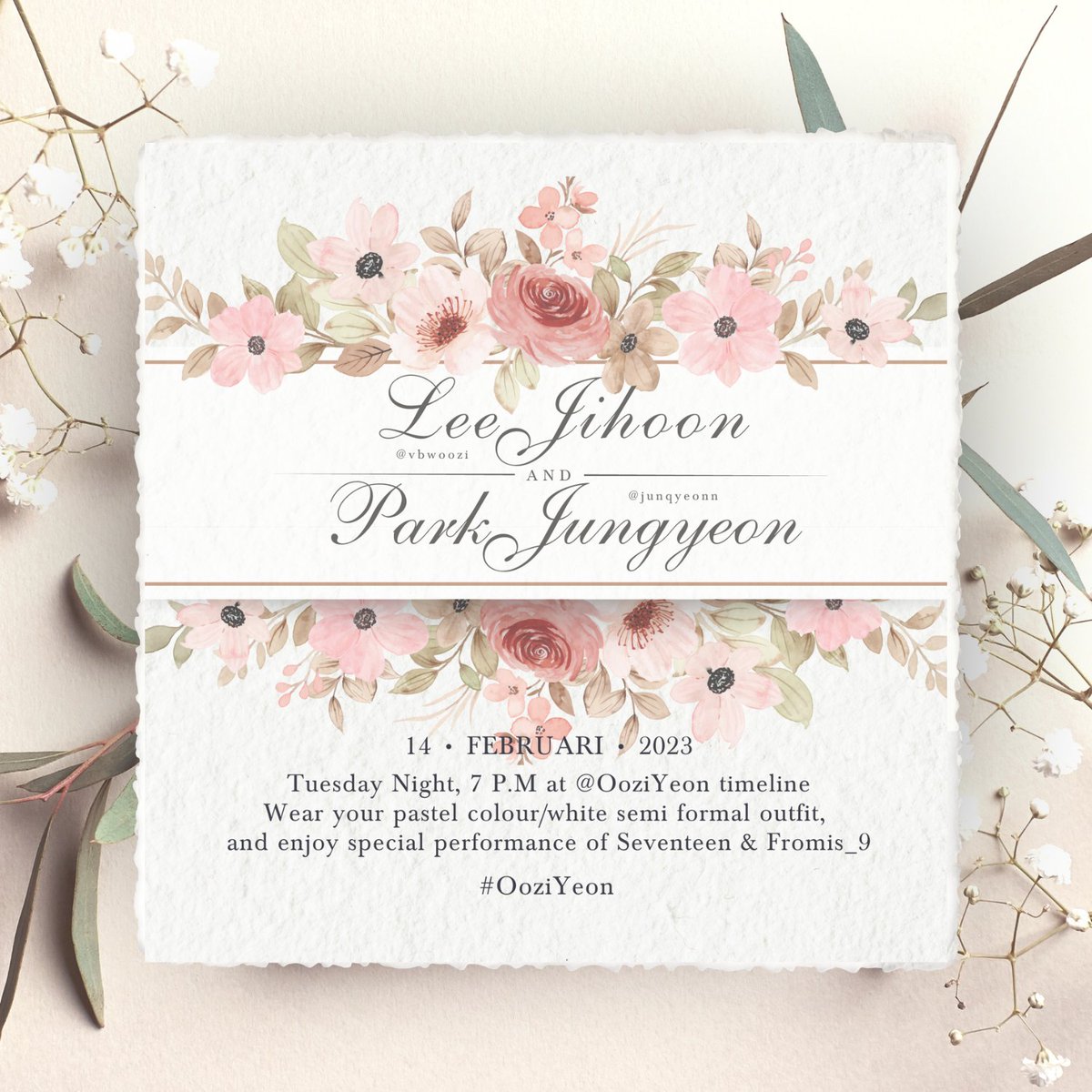 junqyeonn's tweet photo. ㅤㅤㅤ──❝ 𝐒𝐀𝐕𝐄 𝐓𝐇𝐄 𝐃𝐀𝐓𝐄 ❞──

ㅤㅤ💍: @vbwoozi &amp; @junqyeonn  

———

Check the invitation in this website here : https://t.co/IB9uN1Qbqb

——— https://t.co/7RmVeX7NIf