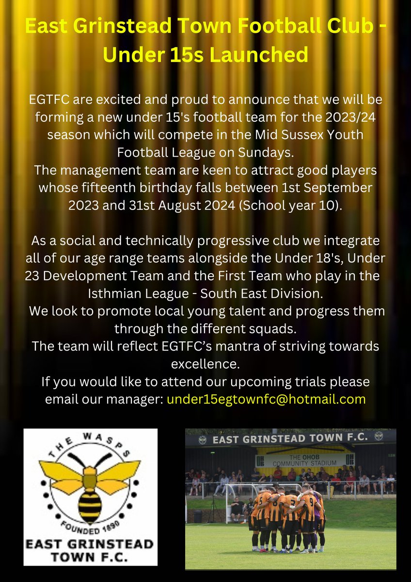egtfcwasps's tweet photo. We have a new team starting. If you are interested, please see our flyer for more info. https://t.co/7P5W2ZBCDW