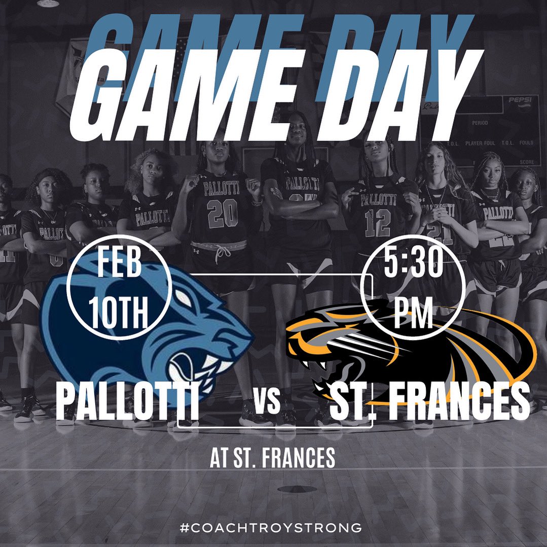 PallottiWBB's tweet image. 𝐆𝐀𝐌𝐄 𝐃𝐀𝐘

Last game of the regular season!

🏀 @IAAMconnected 
🆚 @LadyPantherBbal 
📍 St. Frances Academy
⏱️ 5:30pm 

#PantherPride | #ThePallottiWay | #CoachTroyStrong