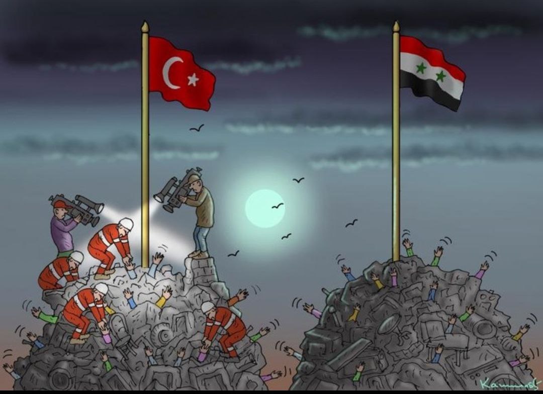 💥🪖Son muy pocos los gobiernos Occidentales q intentan ayudar a Siria🇸🇾, bloqueada y sancionada x esos q se dicen llamar: "comunidad internacional".

Si el terremoto sólo hubiera ocurrido en Siria, casi nadie estuviera hablando d ello, los medios ignorarían la situación. #Siria