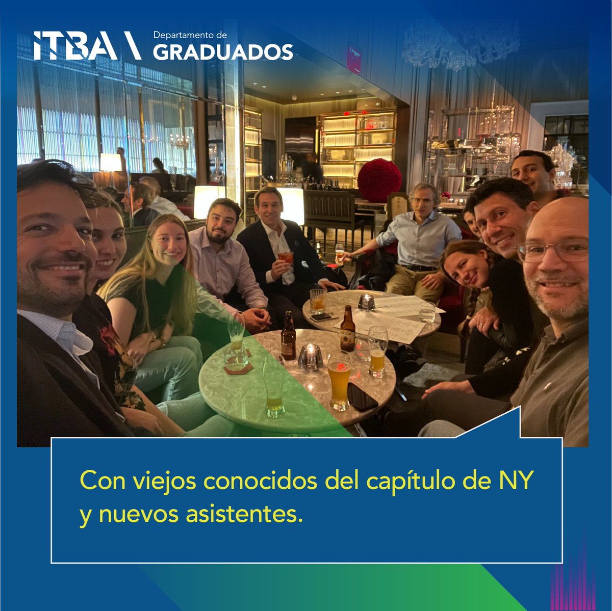 ItbaGraduados's tweet photo. El 9 de febrero tuvo lugar la Reunión de Graduados ITBA NY. El evento salió genial. Con viejos conocidos del capítulo de NY y nuevos asistentes. Recién graduados y legajos bajos también. El lugar de encuentro fue un clásico bar de la ciudad en el hotel Baccarat. https://t.co/rZdLw9Sffq