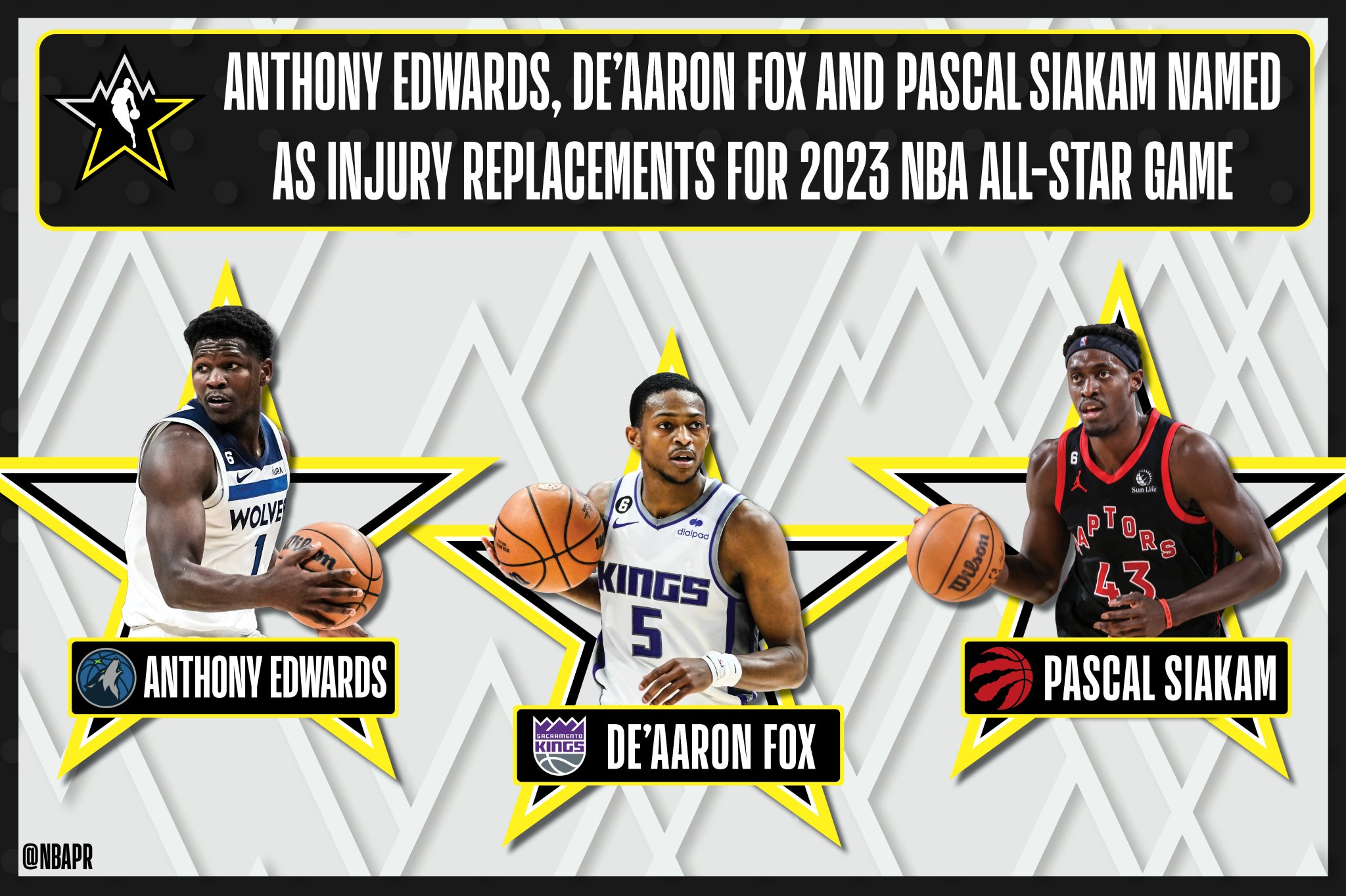 Anthony Edwards, De'Aaron Fox, Pascal Siakam named injury replacements for  All-Star Game