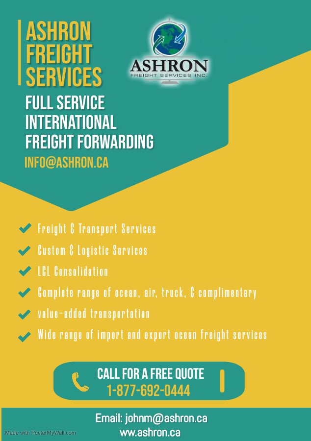 Ashron Freight Services Inc (@ashronfreight) on Twitter photo 