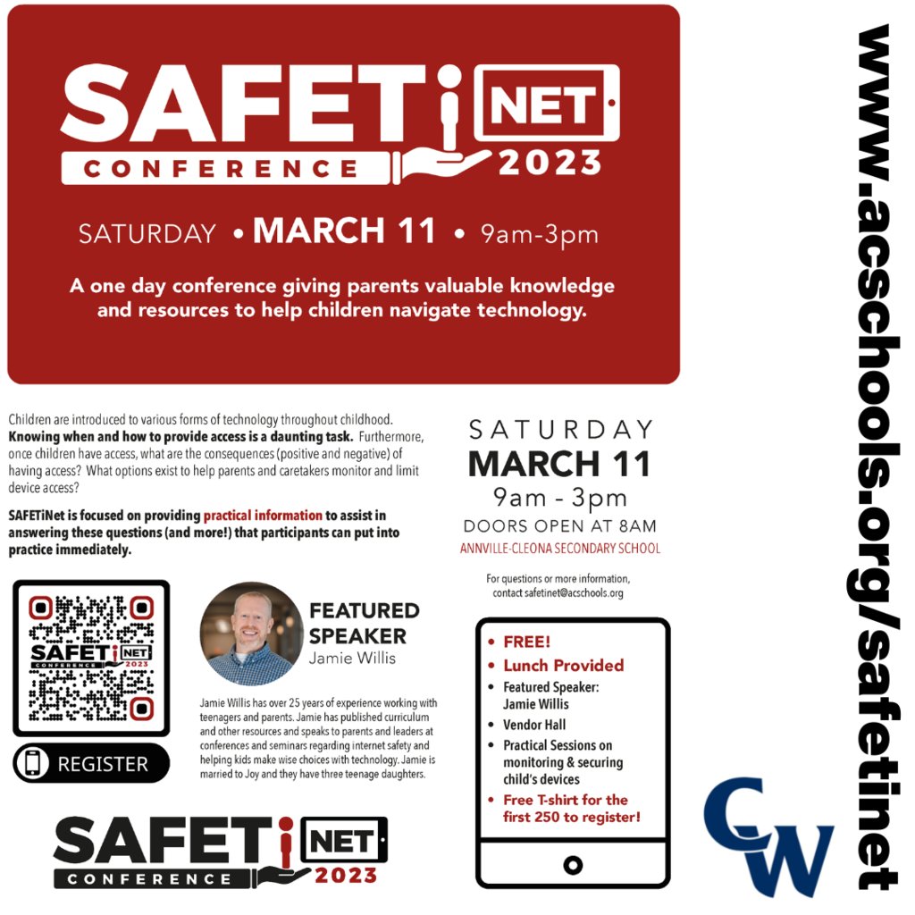 📱🤳📱
Our friends at the Annville-Cleona School District are offering a FREE single-day conference for parents. This event will provide valuable knowledge and resources to help children safely and responsibly navigate technology.  
Sign up today!

#WeAreWeiser