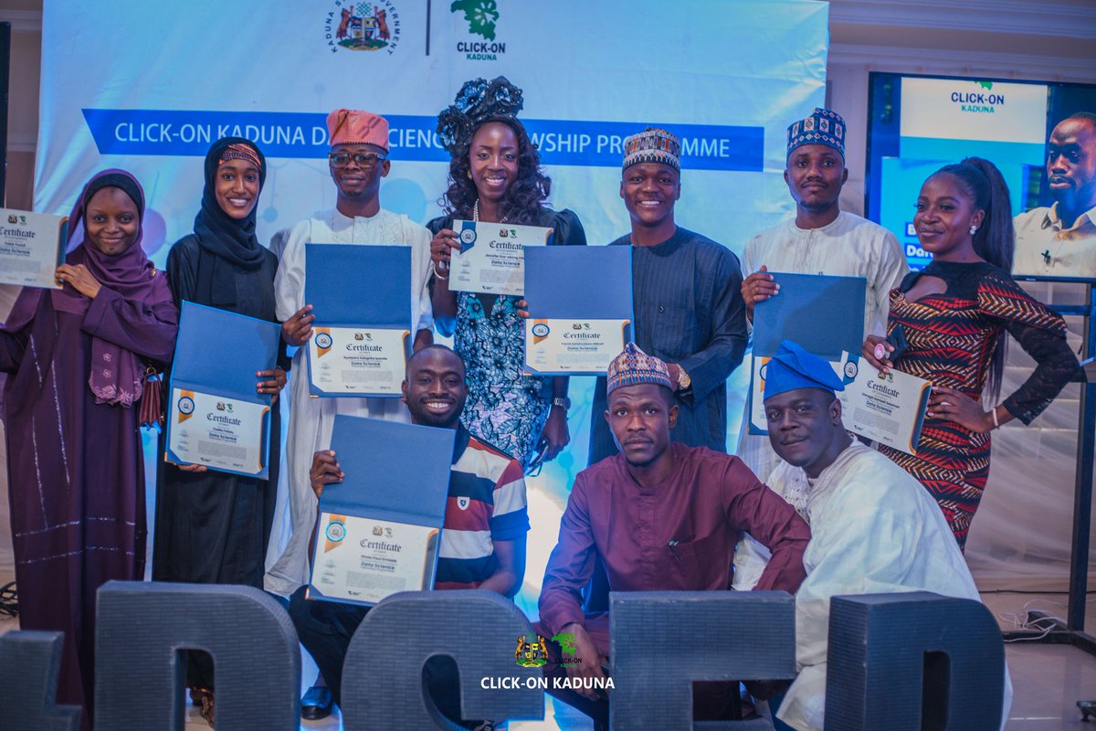 ClickOnKaduna's tweet photo. Certified Data Scientists! 🎓🎉🎊
DSFP 2.0 is done and dusted.
Congratulations to all 40 Data Science Fellows.
#ClickOnKadunaDSFP
#DataScience https://t.co/BzIsWtt1KR