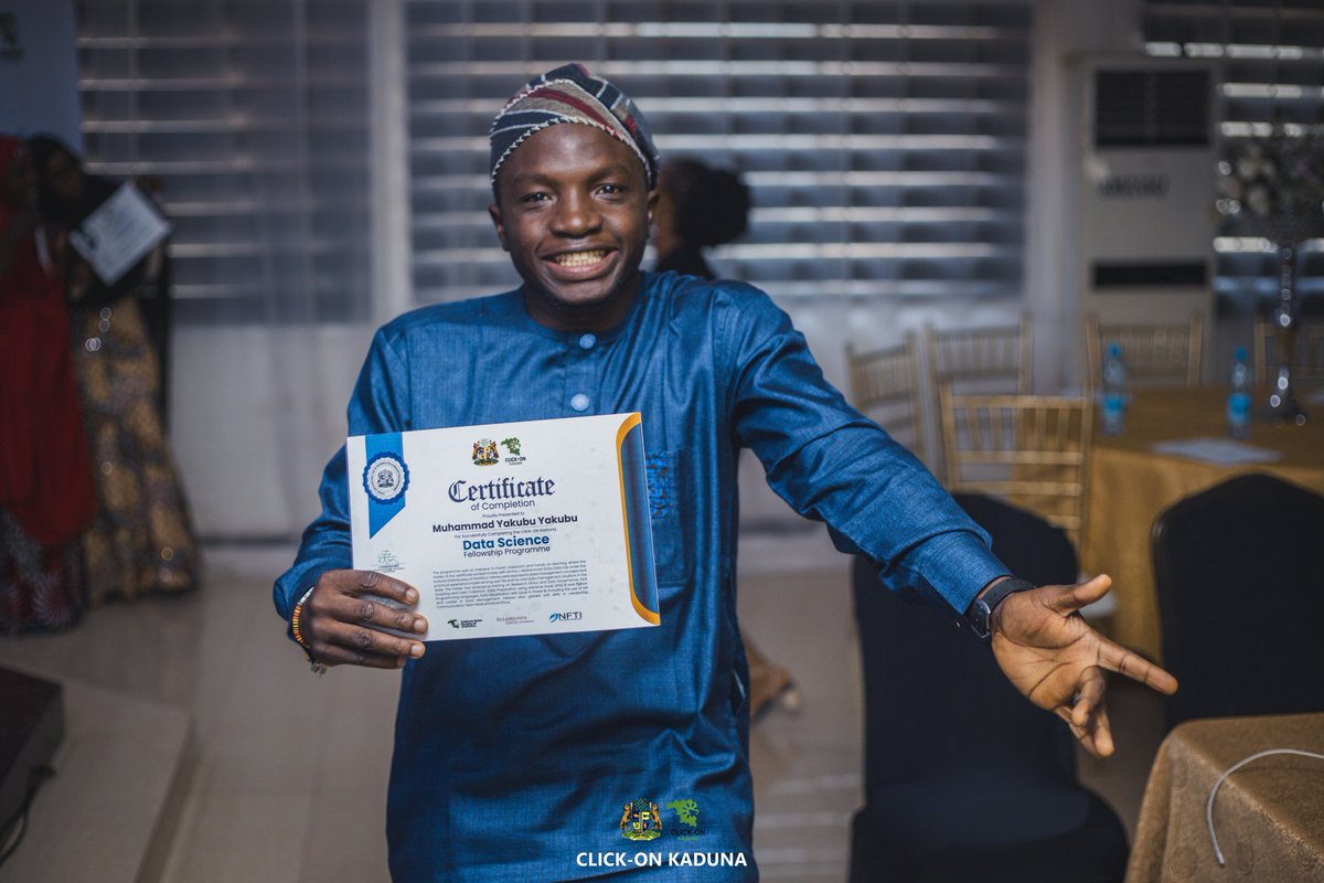 ClickOnKaduna's tweet photo. Certified Data Scientists! 🎓🎉🎊
DSFP 2.0 is done and dusted.
Congratulations to all 40 Data Science Fellows.
#ClickOnKadunaDSFP
#DataScience https://t.co/BzIsWtt1KR