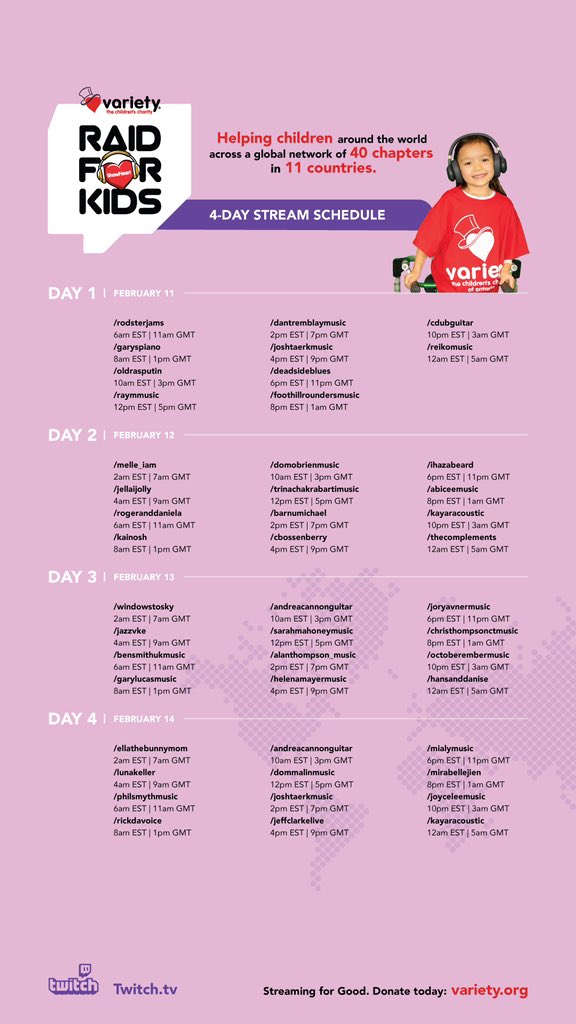 Variety_Ontario's tweet photo. We’re going LIVE around the world tomorrow at 12am EST for our 4-Day SHOWHEART charity concert 🎶 Tune-in on @Twitch for some fun for the whole family! Watch live: https://t.co/c5mpa60LW4. Learn more 👉 https://t.co/LqRwETWUDq @JoshTaerk https://t.co/VE3LRd0LuS