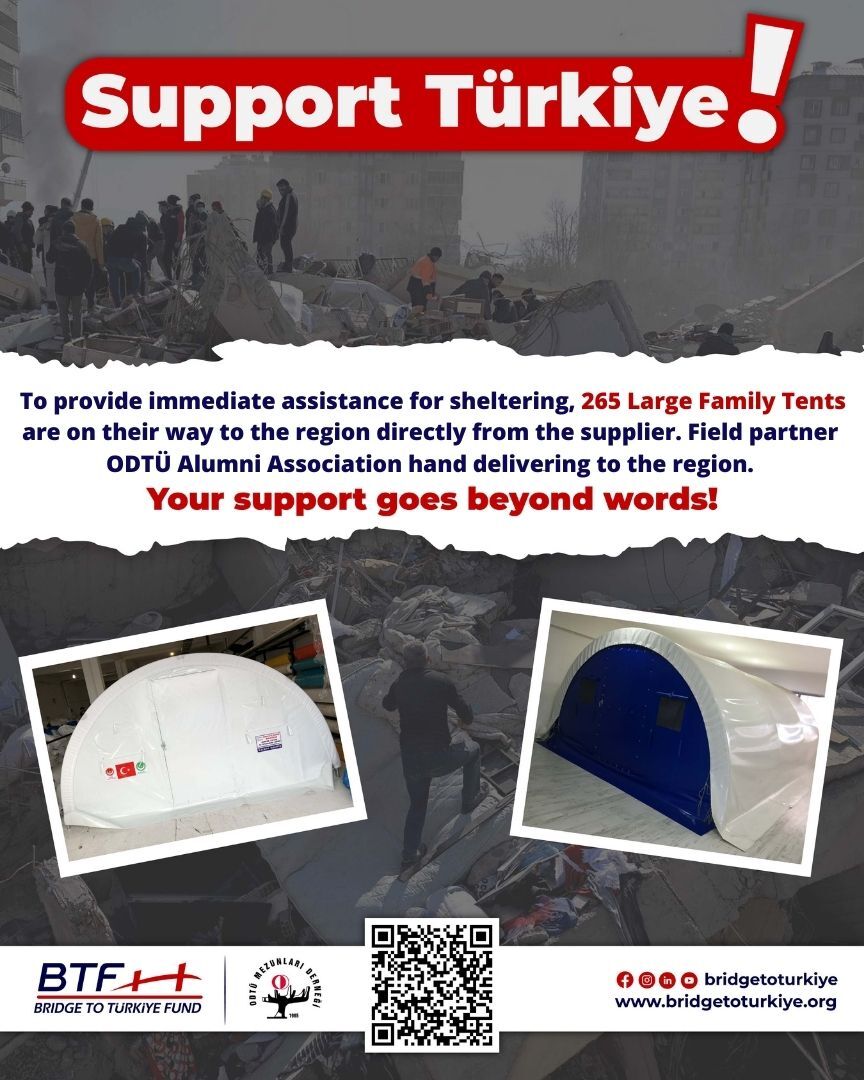 265 Family Tents are on their way to be delivered to the earthquake zone. Thank you! 🖤❤️‍🩹