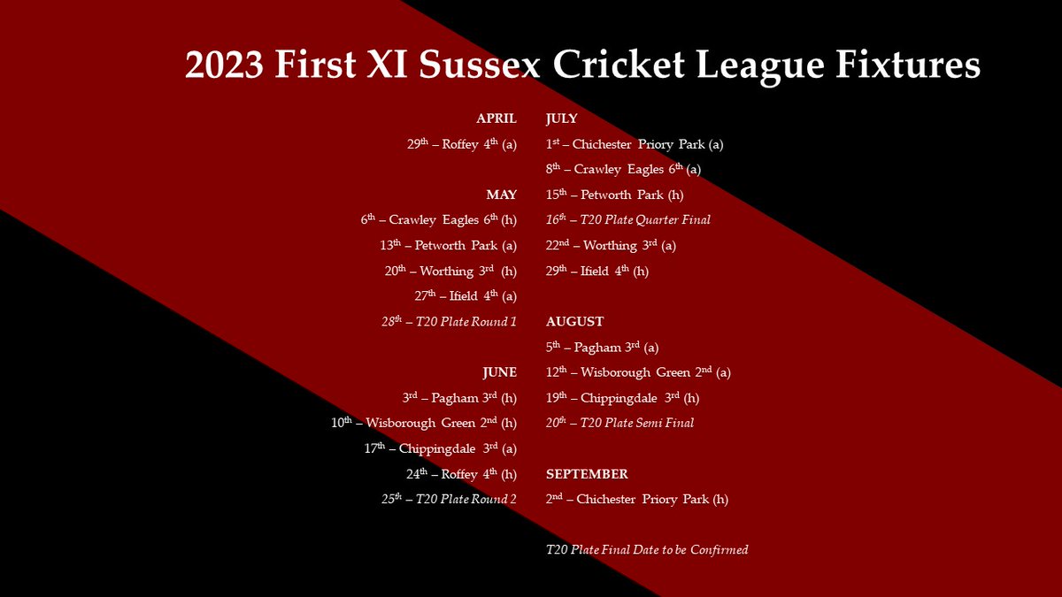 They're here! The league fixtures have been released for 2023. Get them in your diary now. #KilnwoodVale #Faygate #CrawleyCricket #HorshamCricket #SussexCricket #ClubCricket #Horsham #AmateurCricket #CricketClub #GrassrootsCricket