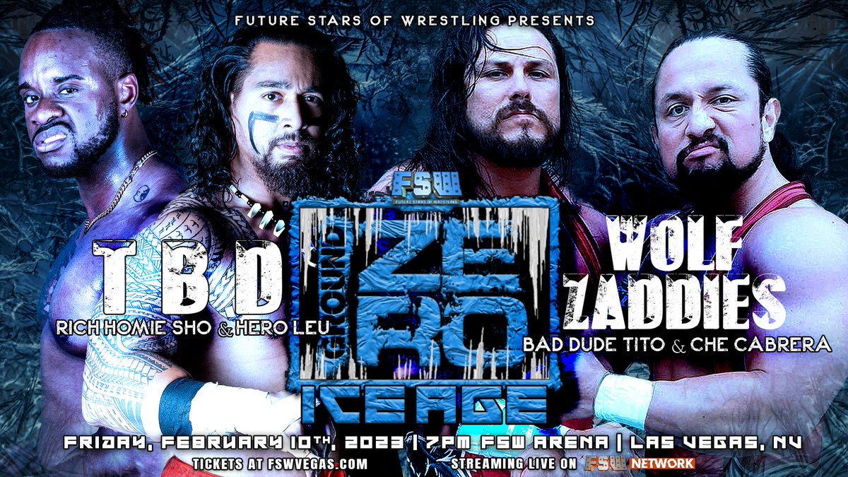 FSWVegas's tweet image. TONIGHT on the @fswnet!

𝙁𝙚𝙖𝙩𝙪𝙧𝙞𝙣𝙜: 
❄️Bey v BYP
❄️Sharpe v Battle Royal Winner
❄️TBD v Zaddies
❄️Fatal 4 Way
❄️#LightsCameraFaction Celebration 
❄️Vidal Wall of Fame Induction + more! 

▶️ fswnetwork.online

🎟️ fswvegas.com