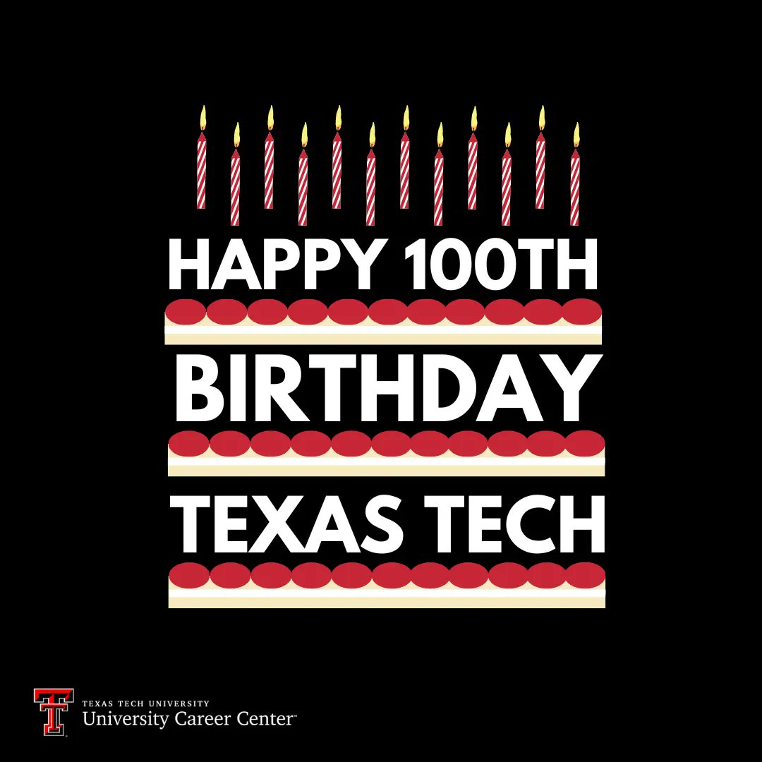 TTUCareers's tweet image. It's a GREAT day to be a #RedRaider! 🔴⚫️ We are celebrating all year long our 💯th birthday! 🥳 Happy Birthday #TexasTech #TTU 🎂🤠👆 #WreckEm #TTU100