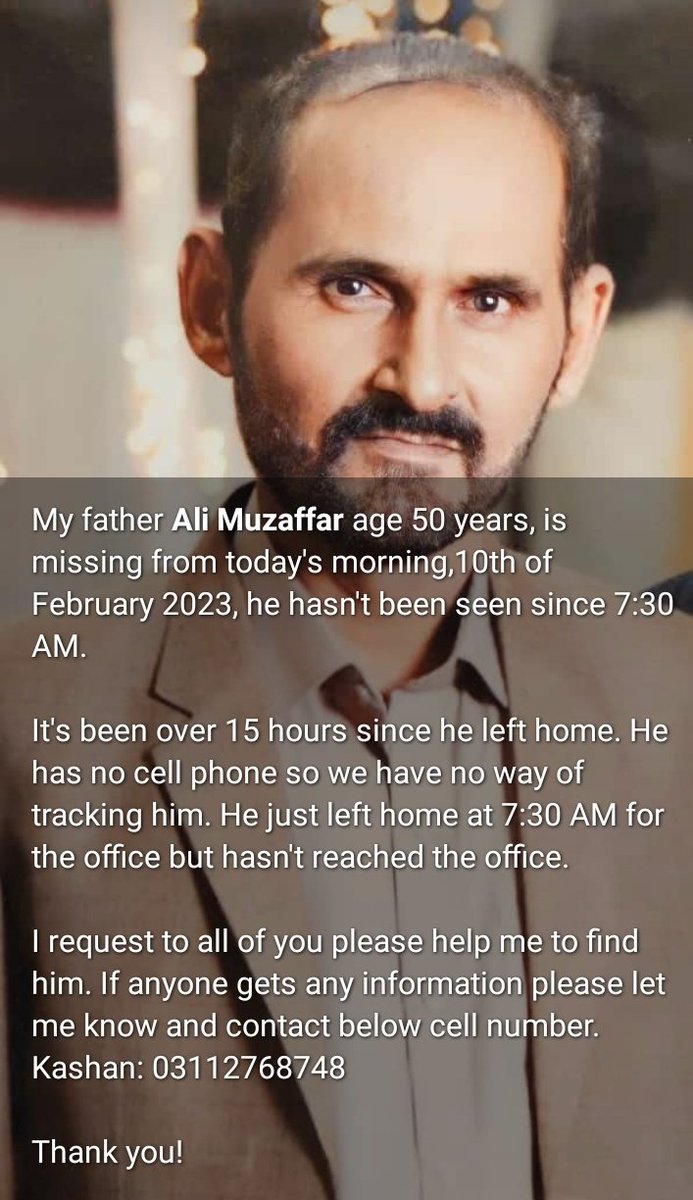 Aonyy110's tweet photo. One of my knowns, 
Please spread the word !

#Karachi https://t.co/TYUwzk3M7i