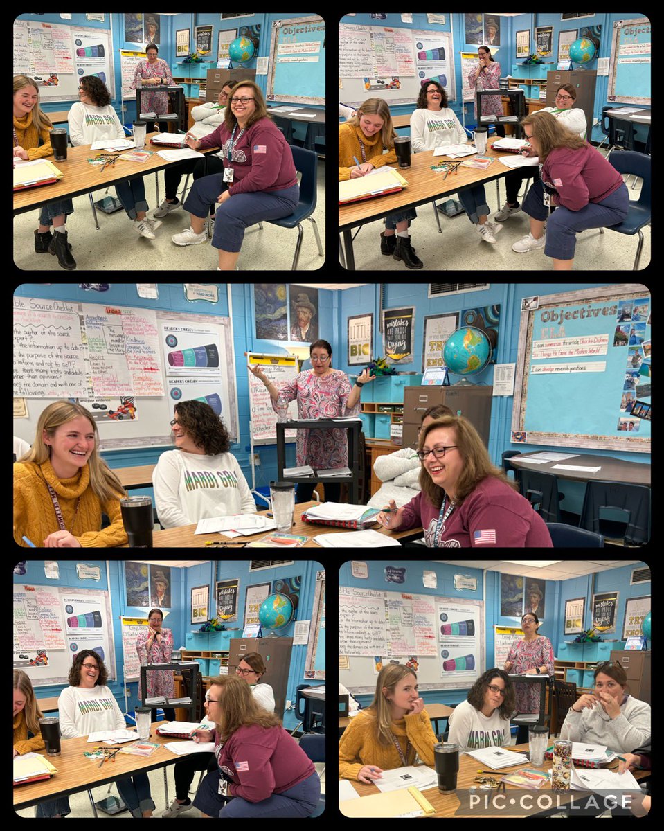 famn5's tweet photo. ELA Guidebooks PD today. Teachers modeling how fun learning can be! #jpschools #NIETconnections #Readerscircles #TDQs #JPSELACLF https://t.co/1lL1RJypP8