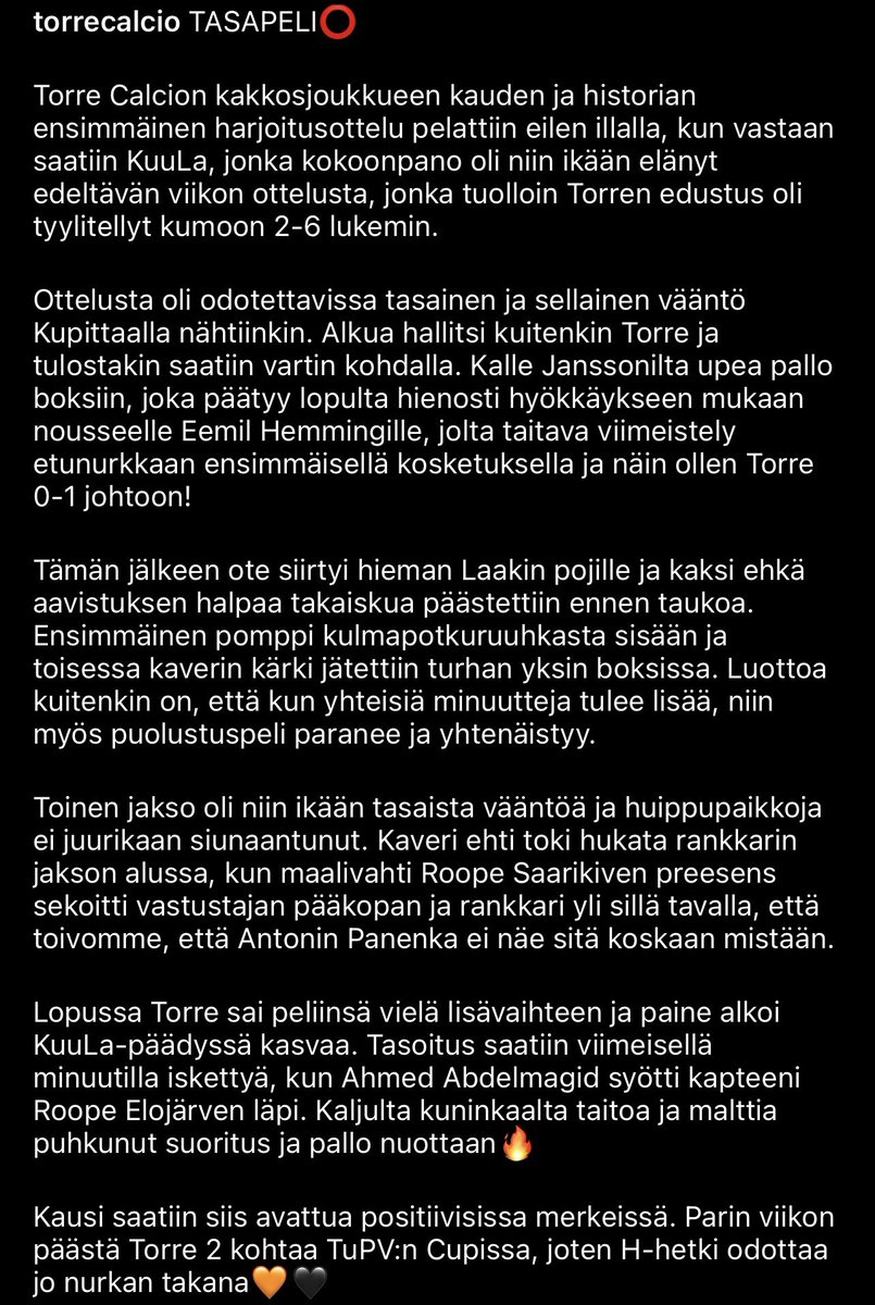 TorreCalcio's tweet photo. Eilen tasattiin pisteet! #preseason #Torrecalcio2 #Kutonenlänsi https://t.co/CAK9Fgefuf