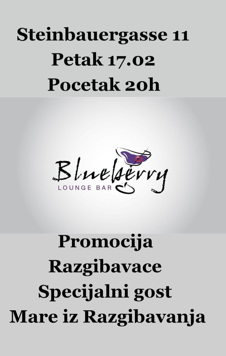 mareriska's tweet photo. Društvo, ako dolazite na druženje u Blueberry, molim vas da ŠTO PRE rezervišete mesta za promociju @razgibavaca  i moj live nastup na info@bancevic.at ili direktno u https://t.co/fDtXZ03xCV.
S nestrpljenjem,
@mareriska 😉 https://t.co/veYJ4lNUVY