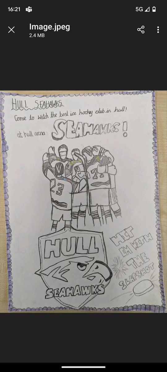 MrsHawksleyKWP's tweet image. Well done to Edee - the winner of our @hullseahawks poster competition! @KingswoodParksP @HumberEdTrust