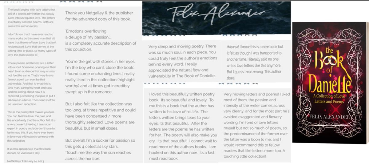 First 6 reviews are in for THE BOOK OF DANIELLE (a collection of love letters and poems) book 4 in my Forever Poetic Series!

amazon.com/Book-Danielle-…

#poetrylovers #poetrytwitter #POEMS #loveletters #DANIELLE #readingcommunity #Readers
