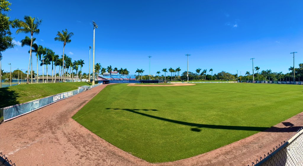 One week away from opening night for the Owls! Check out the view of FAU stadium from our home bullpen‼️#WinningInParadise