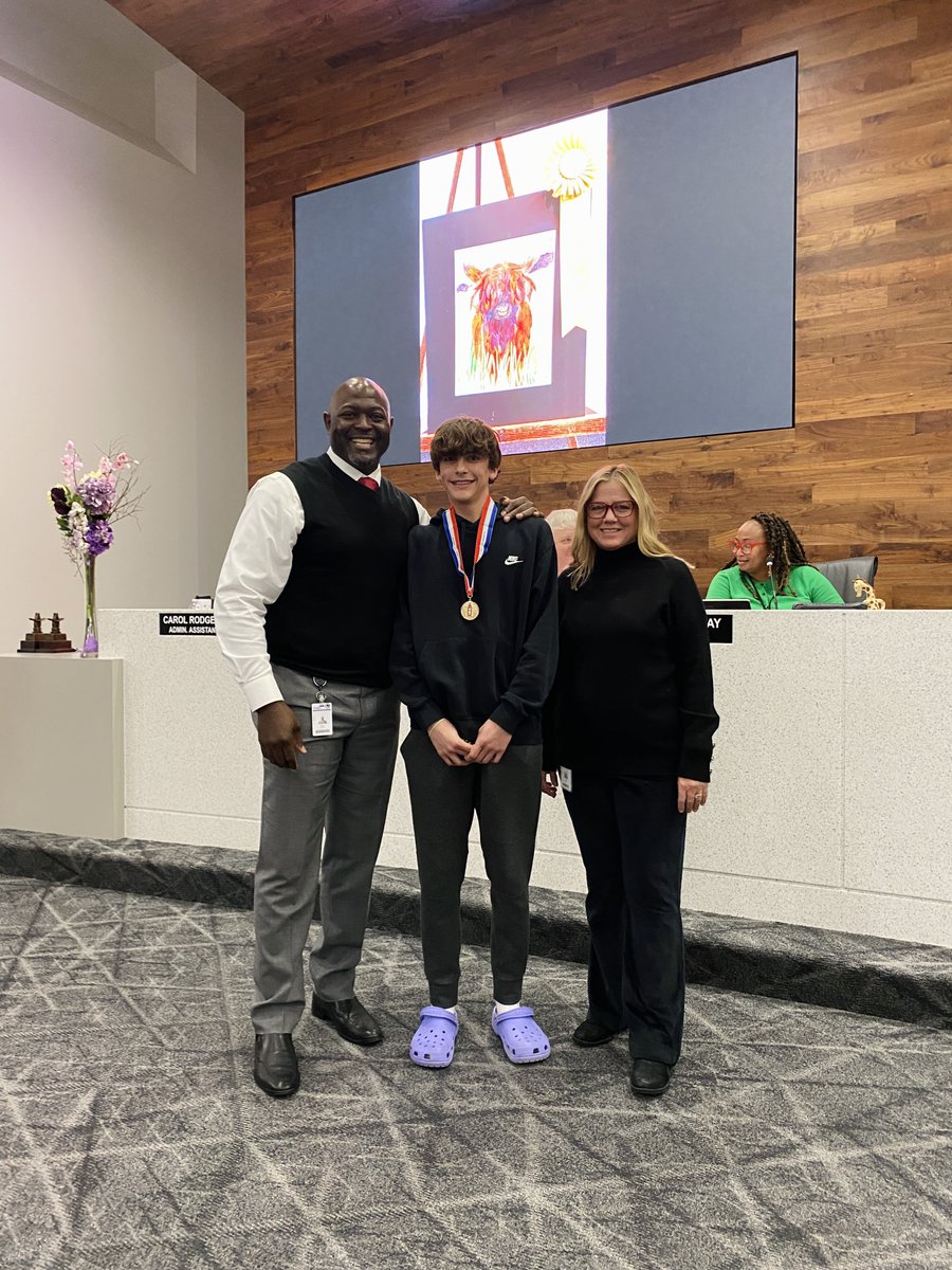 WillisSchools's tweet photo. Willis ISD's Rodeo Art winners received recognition from Ken Labonski, Director of Fine Arts, and Jason Glenn, Executive Director of Athletics and Fine Arts, at February's regularly scheduled board meeting. 

View the winning art pieces ➡️ https://t.co/JqfMeYmh91 https://t.co/I3j3sHtlz2