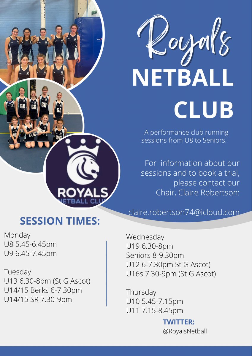 To our followers, please feel free to share our flyer with info about each of our sessions. 
To book a trial, please email Claire!