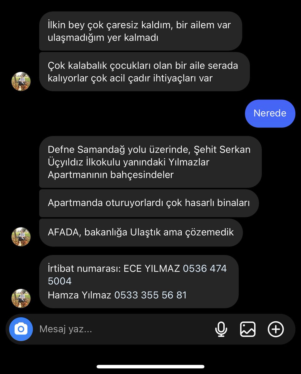 ilkinkaracan's tweet photo. 🚨🚨DM’DEN GELDİ ACİL DESTEK ÇAĞRISI

“Defne Samandağ yolu üzerinde, Şehit Serkan Üçyıldız İlkokulu yanındaki Yılmazlar Apartmanının bahçesindeler çok hasarlı binaları

AFADA, bakanlığa Ulaştık ama çözemedik

İrtibat numarası: ECE YILMAZ 0536 474 5004 
Hamza Yılmaz 0533 355 56 81 https://t.co/gxPT1BOMqV