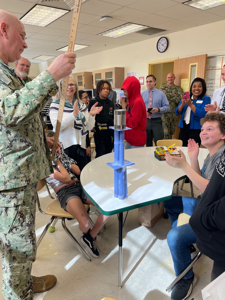 NPSchools_VA's tweet image. Mr. Knight’s Future Problem Solving students have been hard at work engineering a device to hold a can of vegetables for @thejointstaff Vice Chairman Admiral Grady&apos;s #VCJCSSTEMChallenge.

#STEMisCool #ClippersPride #WeAreNPS @BlairClippers @USNavy
