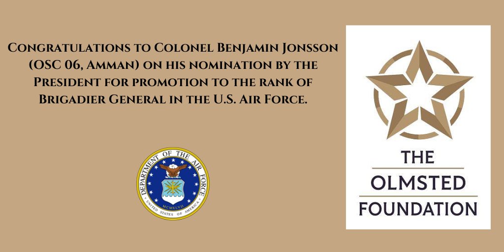Congratulations to this #Olmsted Scholar nominated by the President for promotion to Brigadier General in the U.S. Air Force.  #usaf #shapingfutureleaders