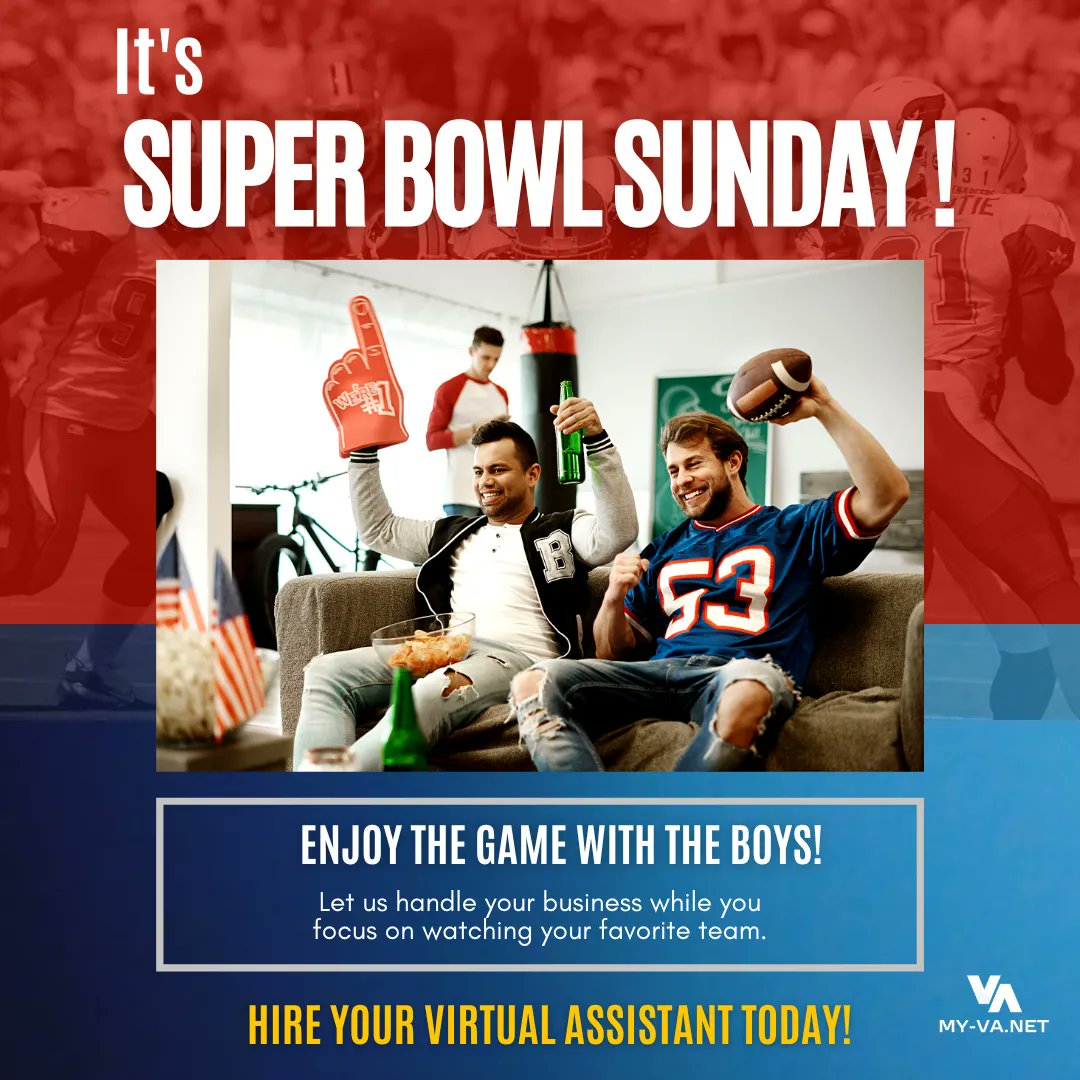 myVAglobal's tweet photo. Super Bowl 2023 will be here before we know it, as the NFL playoffs are in full swing! Have a blast game night with your friends while we handle your business.

Visit https://t.co/LtqweNEHUa to know more. https://t.co/HbePW9Rfi3
