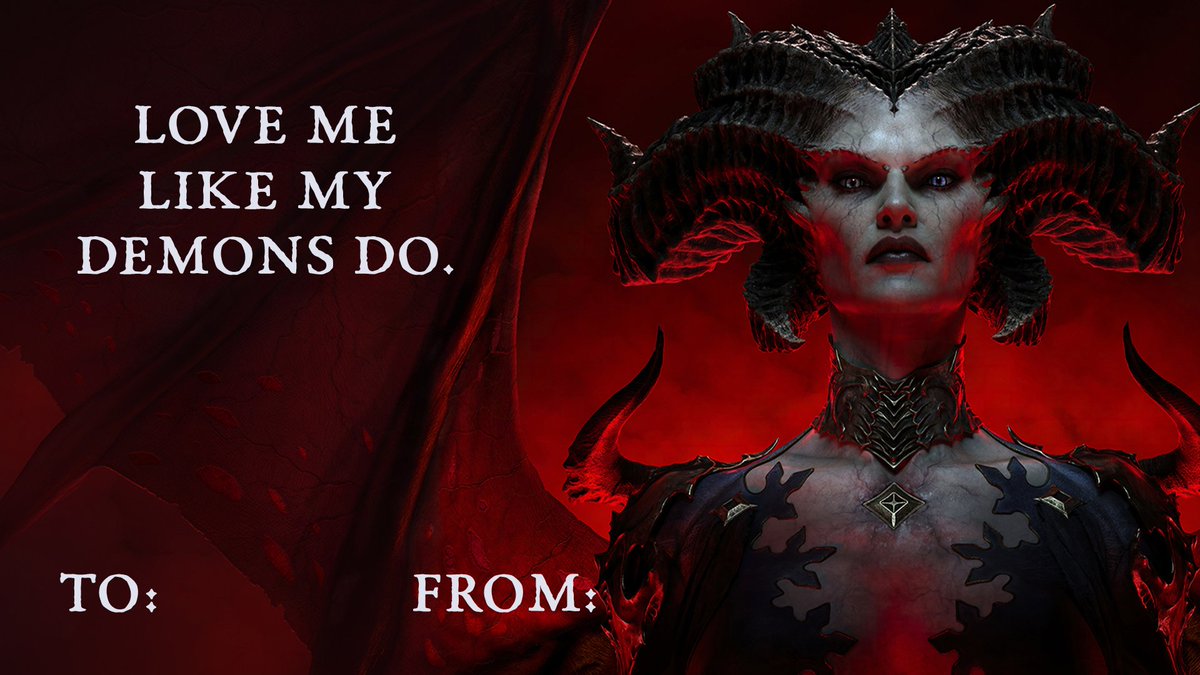 Diablo's tweet photo. Love is fine, but inspiring terror is better.

Get your Baalentine's cards here: https://t.co/ALu4Mje2Fz https://t.co/iwPhPa8N0w